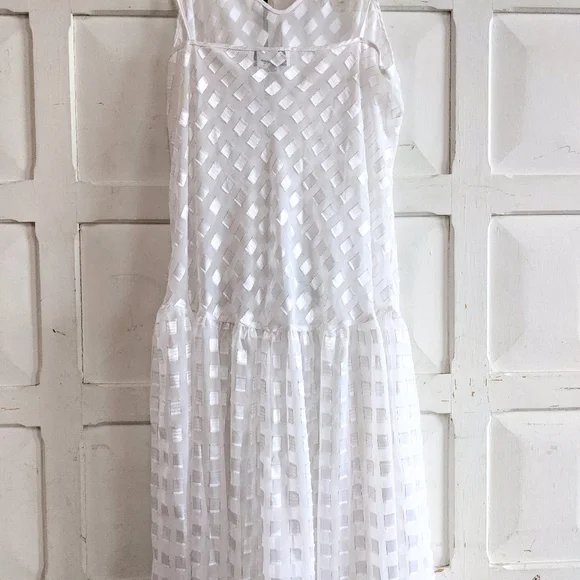 Vintage 70s Miss Dior White Checkered Slip Dress – Size L - Picture 9 of 15